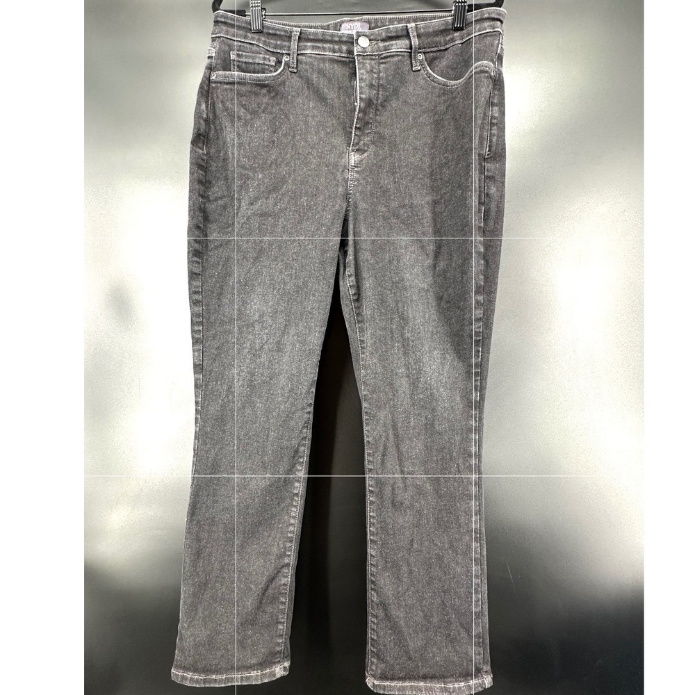 NYDJ Sheri Slim Curve Shaper Jeans Gray Charcoal Denim Size 14 High Rise Slim